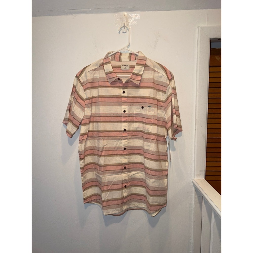 Hurley Men's One and Only Lido Stripe Short Sleeve Shirt. Size XL (NWTS)
